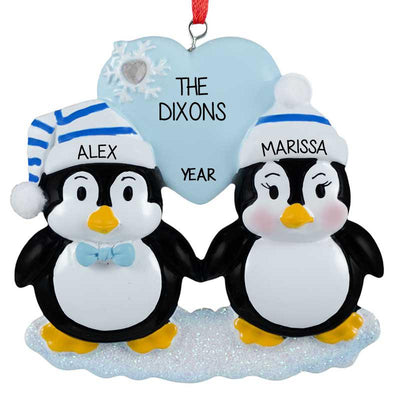 Penguin Couple Ornament, On Ice - Lovable Ornaments