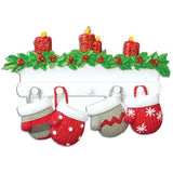 Four Mittens on Mantel Personalized Ornament - Lovable Ornaments