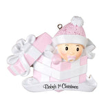 Baby Girl In Present Personalized Christmas Ornament - Lovable Ornaments