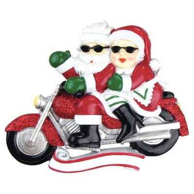 Motorcycle Mr. & Mrs. Claus Personalized Christmas Ornament - Lovable Ornaments