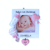 Baby's First Christmas Ornament, Pink Photo Frame - Lovable Ornaments