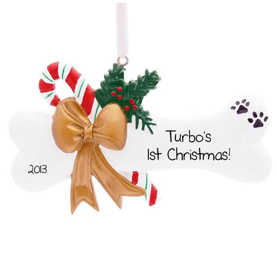 Dog Bone with Holly Personalized Christmas Ornament - Lovable Ornaments